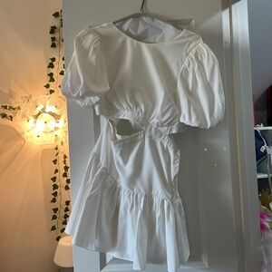 white dress with cute out at waist!